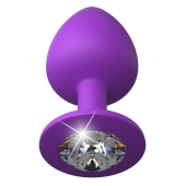 Фиолетовая анальная пробка со стразом Her Little Gem Large Plug - 9,5 см. - Pipedream - купить с доставкой в Люберцах