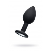 Черная анальная втулка с прозрачным стразом - 7,2 см. - POPO Pleasure - купить с доставкой в Люберцах