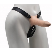 Пустотелый реалистичный фаллопротез на ремешках с заклепками - 16,5 см. - LOVETOY (А-Полимер) - купить с доставкой в Люберцах