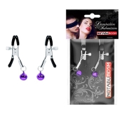 Оригинальные зажимы на соски с фиолетовыми шариками - Notabu - купить с доставкой в Люберцах