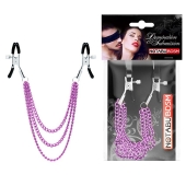 Оригинальные зажимы на соски с тройной розовой цепочкой - Notabu - купить с доставкой в Люберцах