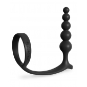 Черная анальная цепочка с эрекционным кольцом Ass-gasm Cockring Anal Beads - Pipedream - в Люберцах купить с доставкой