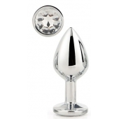 Серебристая анальная втулка с прозрачным кристаллом - 7,1 см. - Dream Toys - купить с доставкой в Люберцах