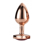 Золотистая анальная втулка с кристаллом-сердечком розового цвета - 7,1 см. - Dream Toys - купить с доставкой в Люберцах