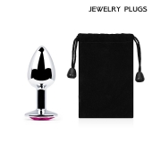 Серебристая анальная пробка с малиновым кристаллом - 7,2 см. - Anal Jewelry Plug - купить с доставкой в Люберцах