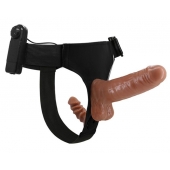 Страпон с вагинальной пробкой и вибрацией Ultra Passionate Harness - 16 см. - Baile - купить с доставкой в Люберцах