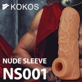 Телесная открытая насадка-реалистик с подхватом мошонки Nude Sleeve M - 12 см. - KOKOS - в Люберцах купить с доставкой