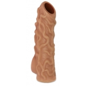 Телесная насадка с венками и открытой головкой Nude Sleeve L - 14 см. - KOKOS - в Люберцах купить с доставкой