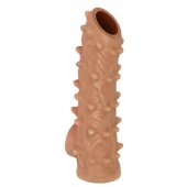 Телесная насадка с шипами и открытой головкой Nude Sleeve M - 12 см. - KOKOS - в Люберцах купить с доставкой