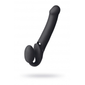 Черный безремневой вибрострапон Vibrating Bendable Strap-On L - Strap-on-me - купить с доставкой в Люберцах