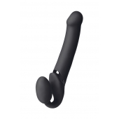 Черный безремневой вибрострапон Vibrating Bendable Strap-On L - Strap-on-me - купить с доставкой в Люберцах