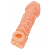 Телесная закрытая насадка с венками Cock Sleeve Size S - 13,8 см. - KOKOS - в Люберцах купить с доставкой