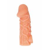 Телесная закрытая насадка с венками Cock Sleeve Size M - 15,6 см. - KOKOS - в Люберцах купить с доставкой