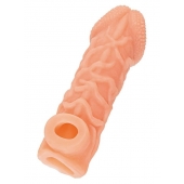 Телесная закрытая насадка с венками Cock Sleeve Size M - 15,6 см. - KOKOS - в Люберцах купить с доставкой