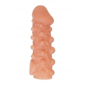 Телесная закрытая насадка с шариками Cock Sleeve Size M - 15,6 см. - KOKOS - в Люберцах купить с доставкой