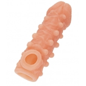 Телесная закрытая насадка с шариками Cock Sleeve Size M - 15,6 см. - KOKOS - в Люберцах купить с доставкой