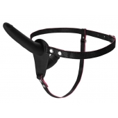 Черный страпон на ремнях с вагинальной пробкой - 15 см. - ToyFa - купить с доставкой в Люберцах