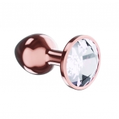 Пробка цвета розового золота с прозрачным кристаллом Diamond Moonstone Shine L - 8,3 см. - Lola Games - купить с доставкой в Люберцах