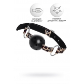 Черный кляп-шар на леопардовых ремешках Anonymo - ToyFa - купить с доставкой в Люберцах