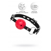 Красный кляп-шар на черных ремешках - ToyFa - купить с доставкой в Люберцах