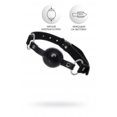 Черный кляп-шар на кожаных ремешках Anonymo - ToyFa - купить с доставкой в Люберцах