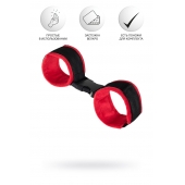 Красно-черные велюровые наручники Anonymo - ToyFa - купить с доставкой в Люберцах