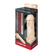 Поясной фаллоимитатор с мошонкой телесного цвета - 18 см. - LOVETOY (А-Полимер) - купить с доставкой в Люберцах