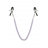 Зажимы для сосков с фиолетовой цепочкой Sweet Caress Nipple Chain - Sweet Caress - купить с доставкой в Люберцах