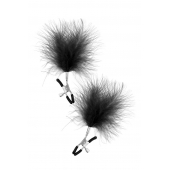 Зажимы на соски с черными пуховыми кисточками Sweet Caress Feather Nipple Clumps - Sweet Caress - купить с доставкой в Люберцах