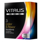 Цветные ароматизированные презервативы VITALIS PREMIUM color   flavor - 3 шт. - Vitalis - купить с доставкой в Люберцах