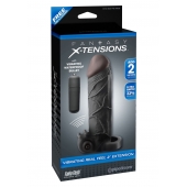 Чёрная вибронасадка с кольцом Vibrating Real Feel 2 Extension - 16 см. - Pipedream - в Люберцах купить с доставкой