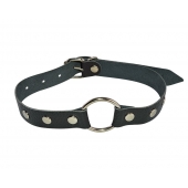 Кляп-кольцо на черных кожаных ремешках - Sitabella - купить с доставкой в Люберцах