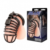 Черная металлическая клетка с замком Deluxe Chastity Cage - BlueLine - купить с доставкой в Люберцах