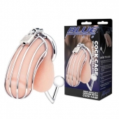 Серебристая металлическая клетка с анальным стимулятором Cock Cage - BlueLine - купить с доставкой в Люберцах