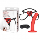 Красный поясной фаллоимитатор Red Heart Strap on Harness   5in Dildo Set - 12,25 см. - Lux Fetish - купить с доставкой в Люберцах