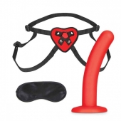 Красный поясной фаллоимитатор Red Heart Strap on Harness   5in Dildo Set - 12,25 см. - Lux Fetish - купить с доставкой в Люберцах