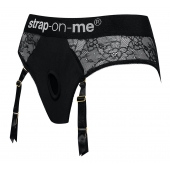Черные трусики для насадок Diva Lingerie Harness - size L - Strap-on-me - купить с доставкой в Люберцах