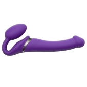 Фиолетовый безремневой вибрострапон Vibrating Bendable Strap-On - size L - Strap-on-me - купить с доставкой в Люберцах