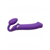 Фиолетовый безремневой вибрострапон Silicone Bendable Strap-On - size XL - Strap-on-me - купить с доставкой в Люберцах