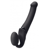 Черный безремневой вибрострапон Silicone Bendable Strap-On - size XL - Strap-on-me - купить с доставкой в Люберцах