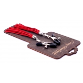 Металлические зажимы на соски с красными замшевыми кисточками - Crazy Handmade - купить с доставкой в Люберцах