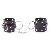 Черные кожаные наручники с люверсами - Crazy Handmade - купить с доставкой в Люберцах
