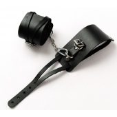 Черные кожаные оковы с креплением в виде веревочек - Crazy Handmade - купить с доставкой в Люберцах