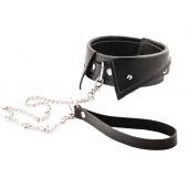 Черный ошейник-воротничок с металлическим поводком - Crazy Handmade - купить с доставкой в Люберцах