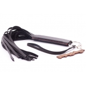 Черная кожаная плеть с удобной ручкой - 50 см. - Crazy Handmade - купить с доставкой в Люберцах