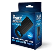 Черная открытая насадка на пенис с кольцом для мошонки XXXL-size - 9,9 см. - Sex Expert - в Люберцах купить с доставкой