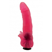 Розовая насадка для страпона с клиторальными лепестками - 18,5 см. - LOVETOY (А-Полимер) - купить с доставкой в Люберцах