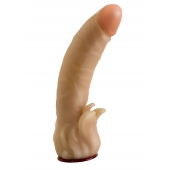 Телесная гелевая насадка-фаллос с клиторальными лепестками - 18,5 см. - LOVETOY (А-Полимер) - купить с доставкой в Люберцах