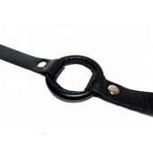 Черный кляп-кольцо на кожаных ремешках - БДСМ Арсенал - купить с доставкой в Люберцах