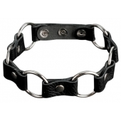 Кожаный черный ошейник с кольцами - Sitabella - купить с доставкой в Люберцах